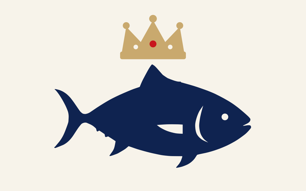 Illustration of a bluefin tuna wearing a crown